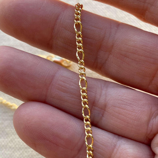 Bracelet 18k Gold Filled 2mm Rounded 3x1 Figaro Chain - HERS