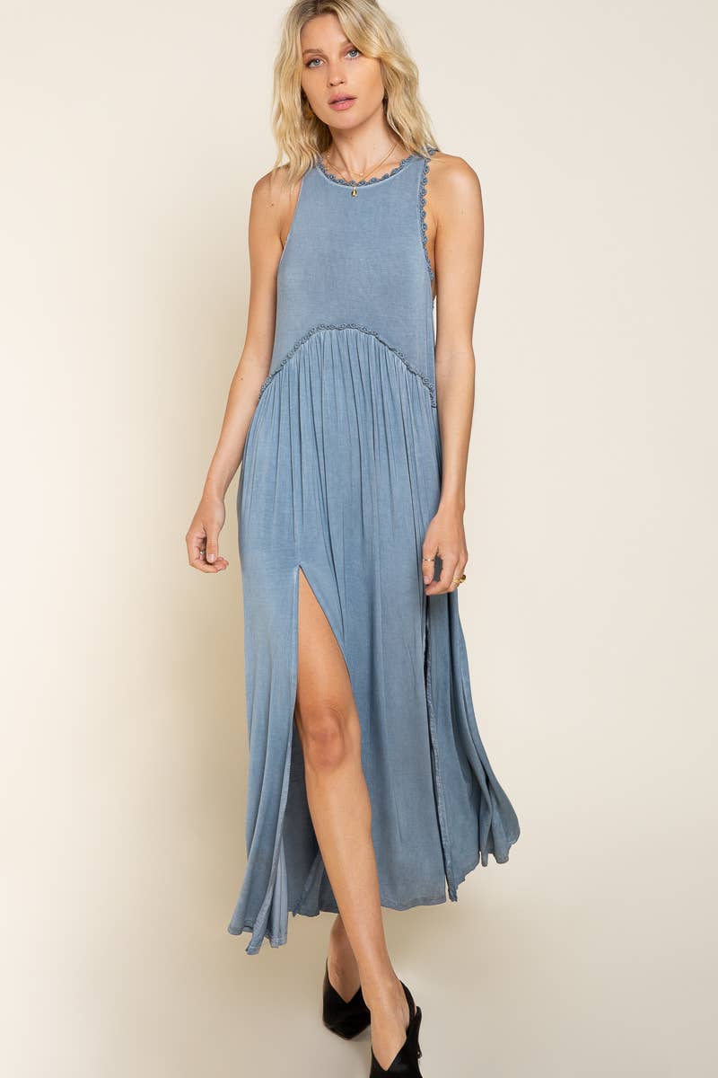 Sleek Racerback Knit Maxi Dress