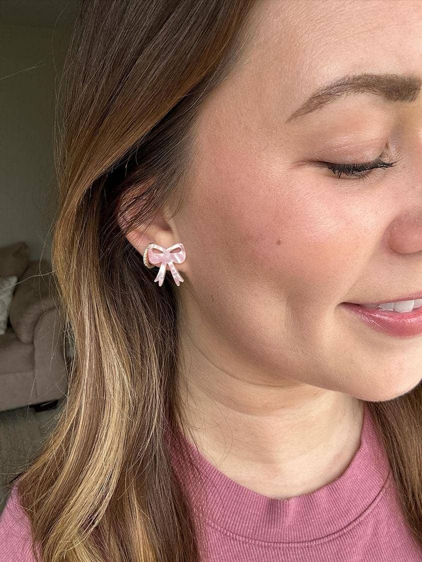 Bow Studs - Pink // Earrings, Gifts, Jewelry