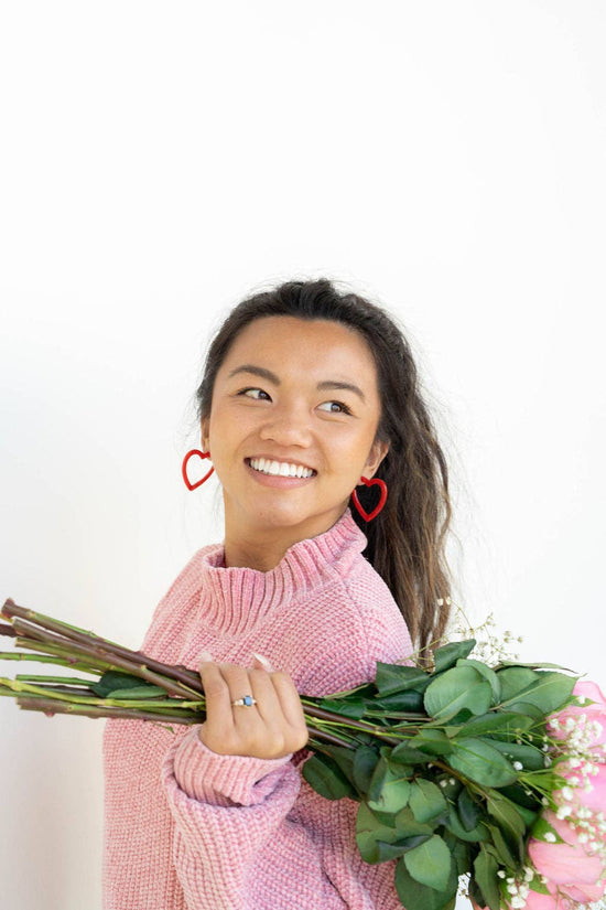 Heart Hoops- Red // Valentine's Earrings