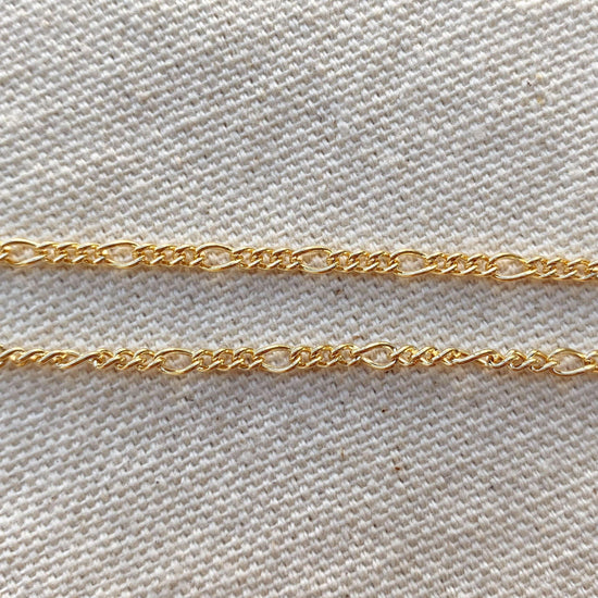 Bracelet 18k Gold Filled 2mm Rounded 3x1 Figaro Chain - HERS