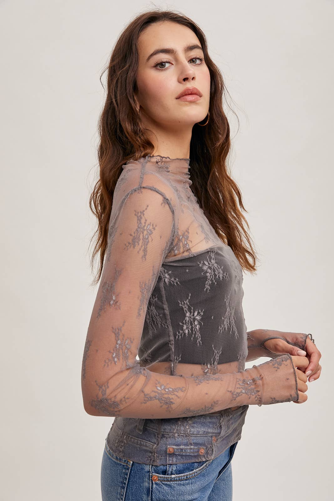 Floral Embroidery Lace  Layering Top