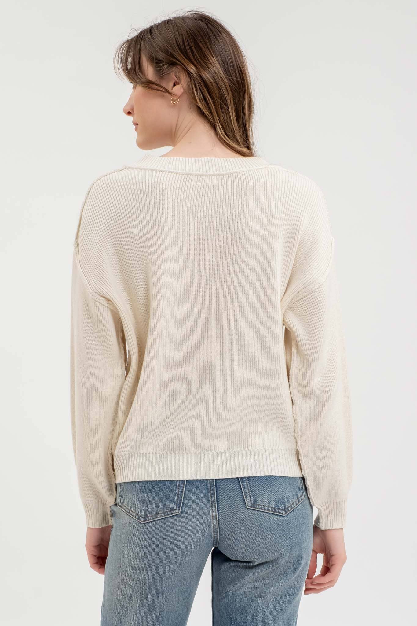 Exposed Seam V Sweater