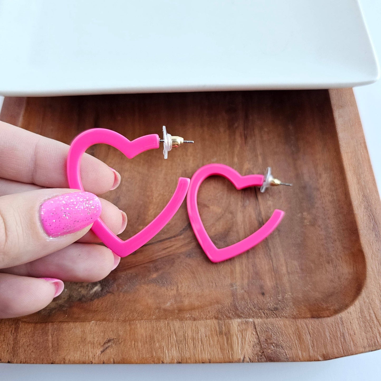 Heart Hoops - Ultra Pink // Valentine's Earrings