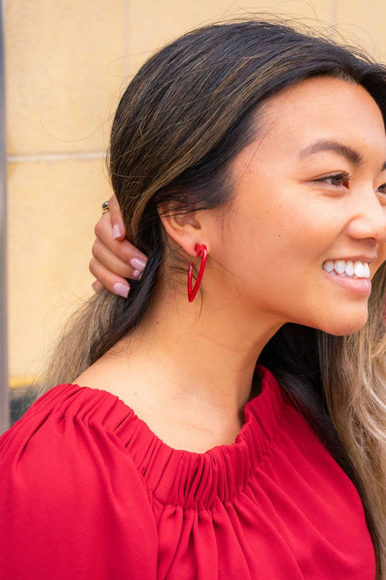 Heart Hoops- Red // Valentine's Earrings