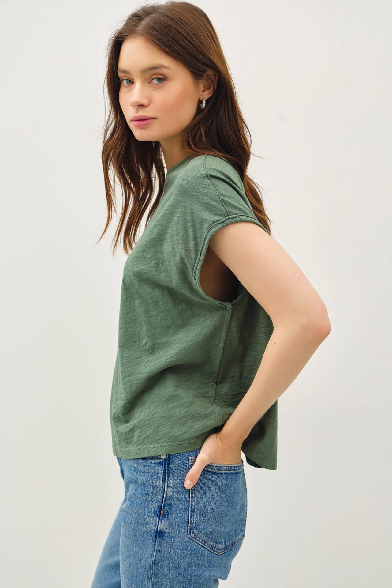 Exposed Seam Boxy Muscle Tee