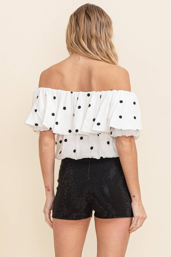 Dotted Elegance Ruffle Top