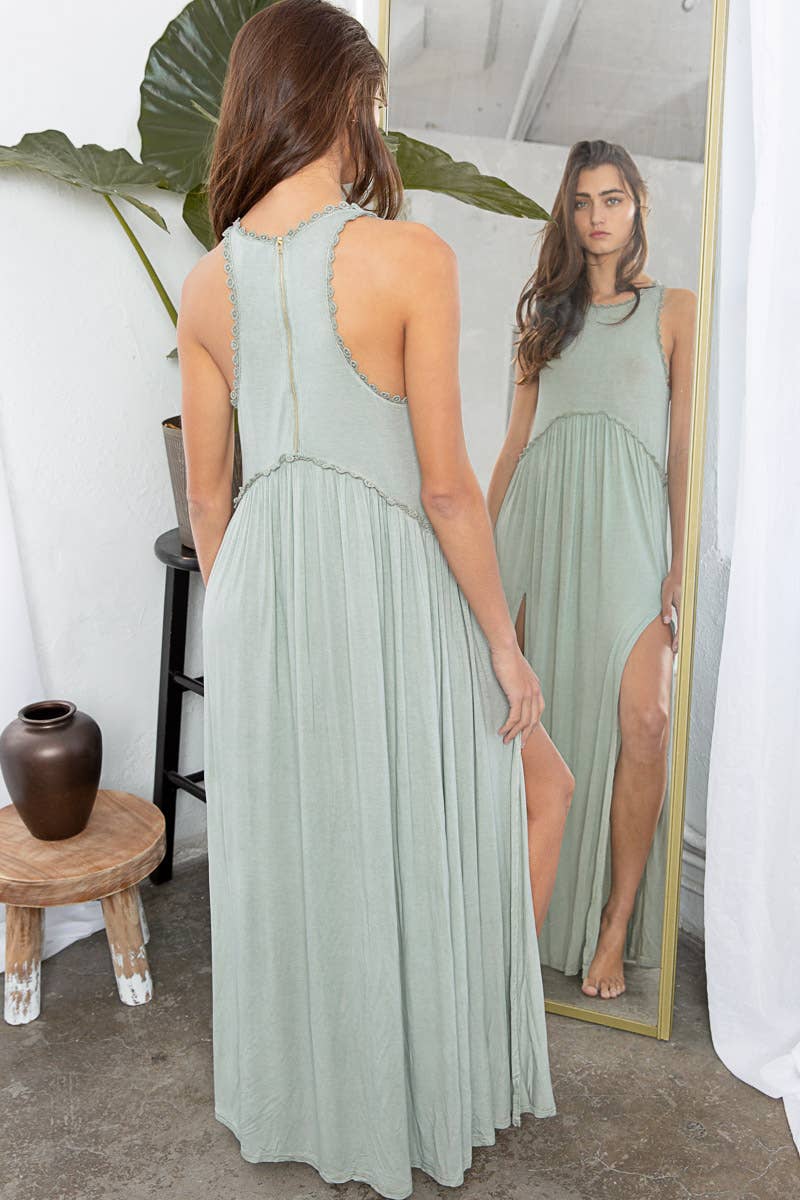 Sleek Racerback Knit Maxi Dress