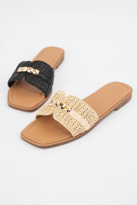 Braylon Embellished Raffia Sandal