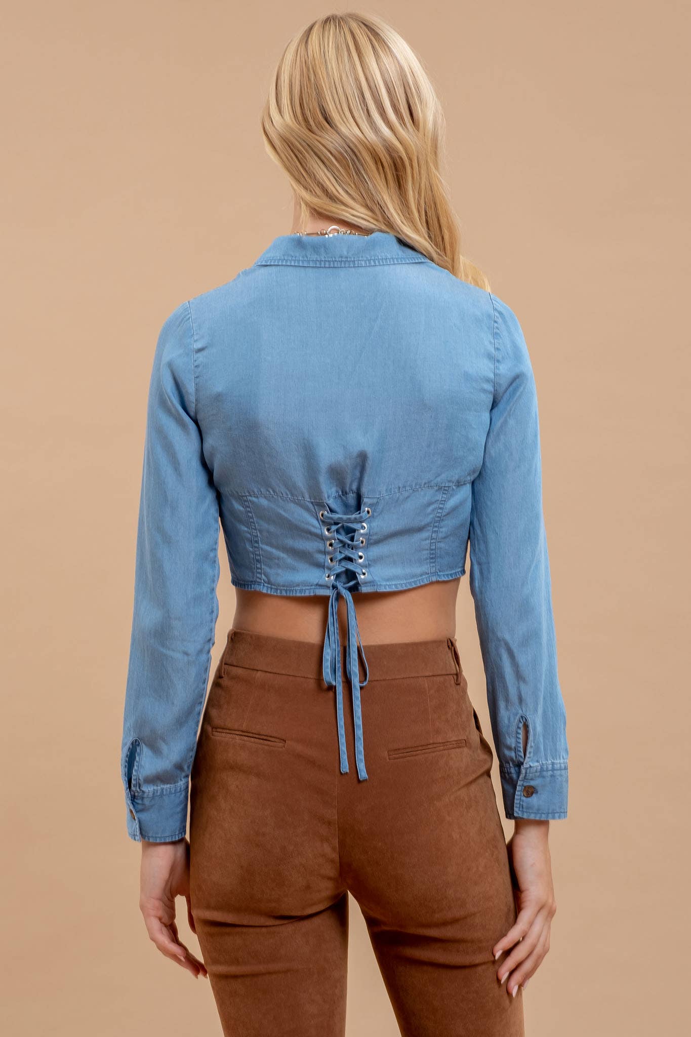 Chambray Corset Crop