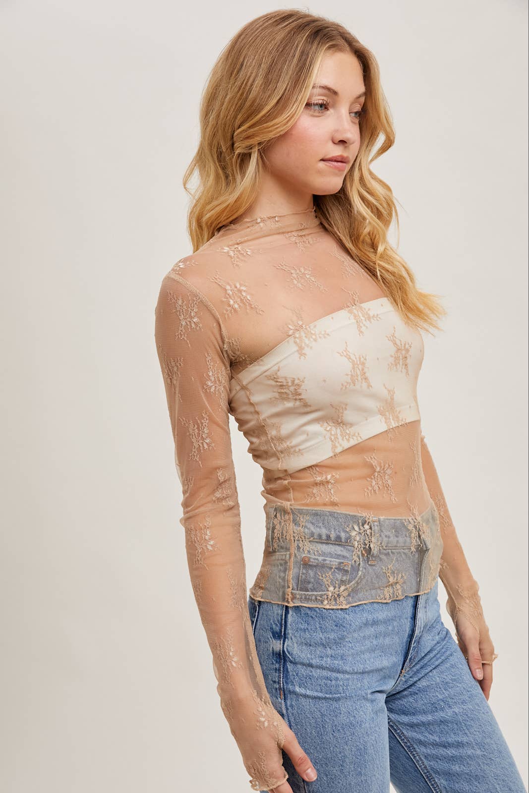 Floral Embroidery Lace  Layering Top