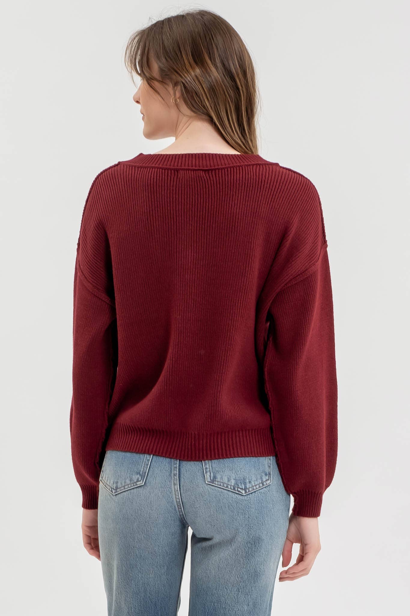 Exposed Seam V Sweater