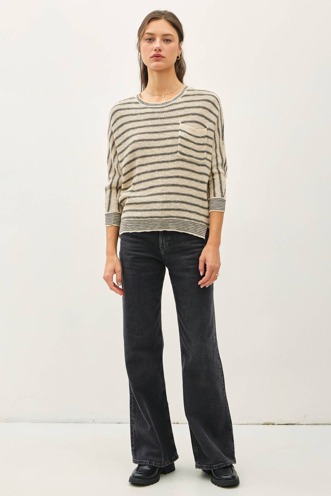 Striped Dolman Sleeve Sweater