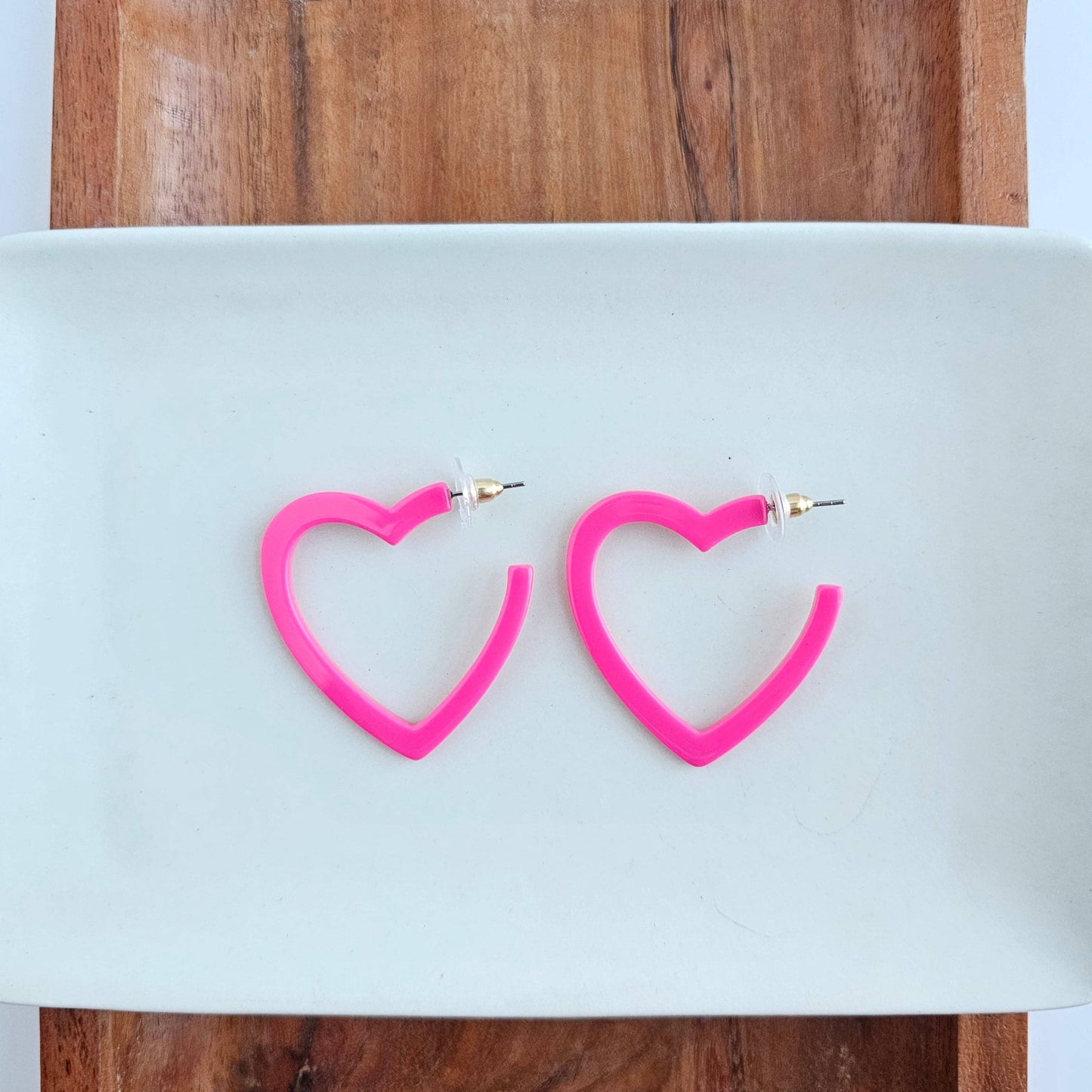 Heart Hoops - Ultra Pink // Valentine's Earrings