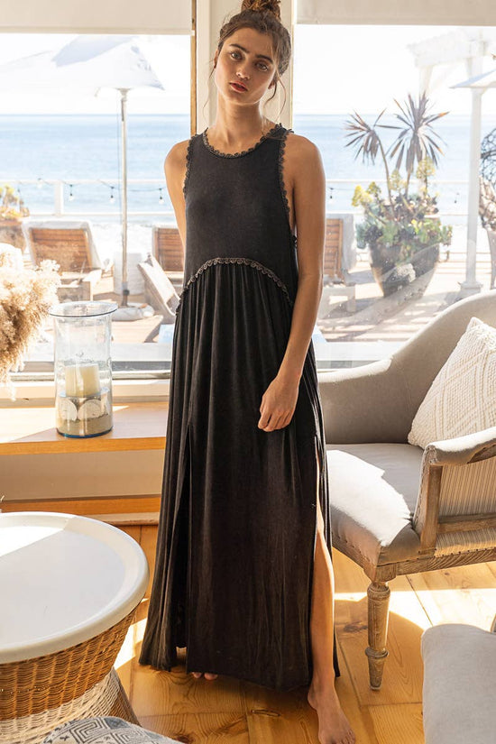 Sleek Racerback Knit Maxi Dress