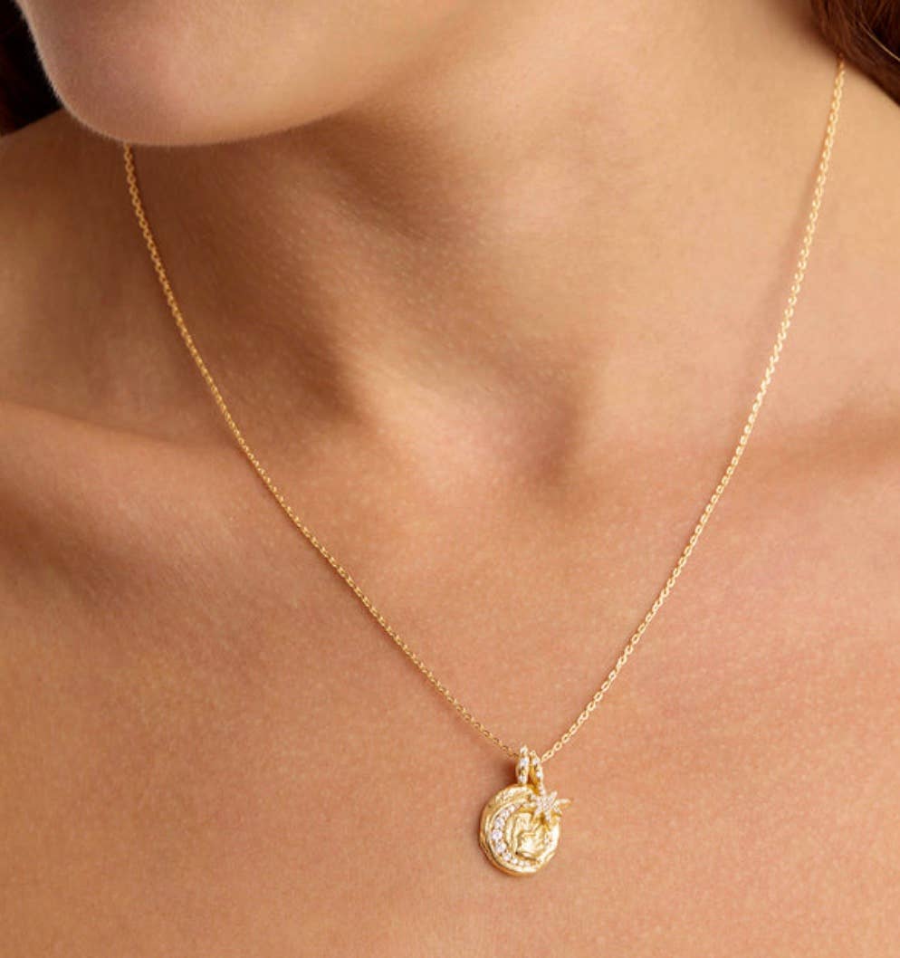 Cosmic Blessings Moon & Stars Necklace – 14K Gold Dipped