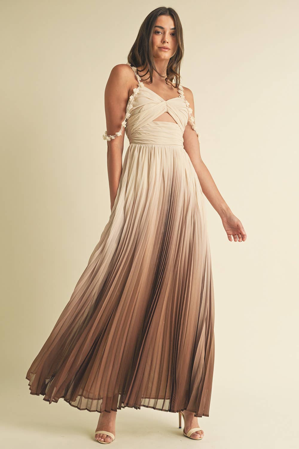 Ombre Pleated Maxi Dress