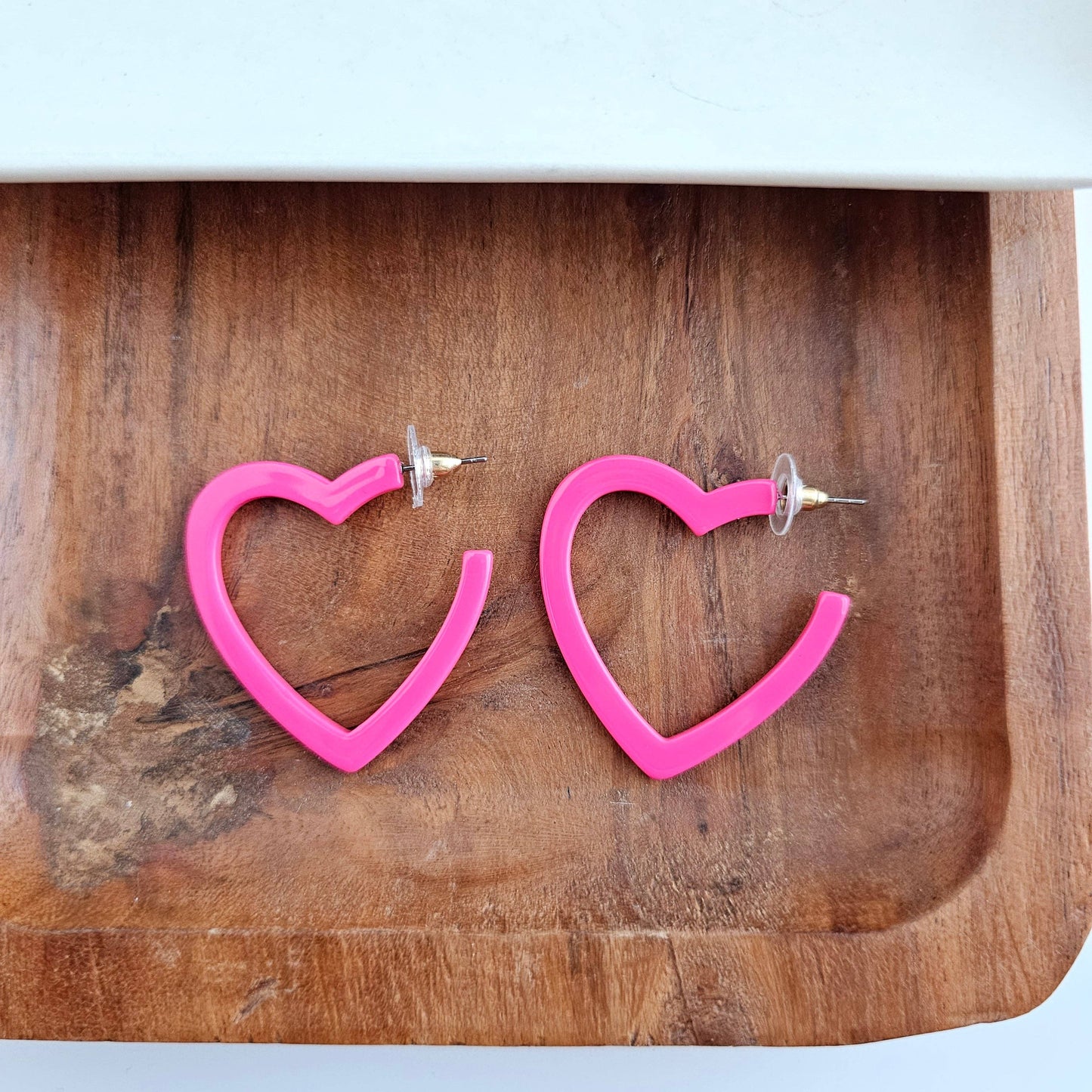 Heart Hoops - Ultra Pink // Valentine's Earrings