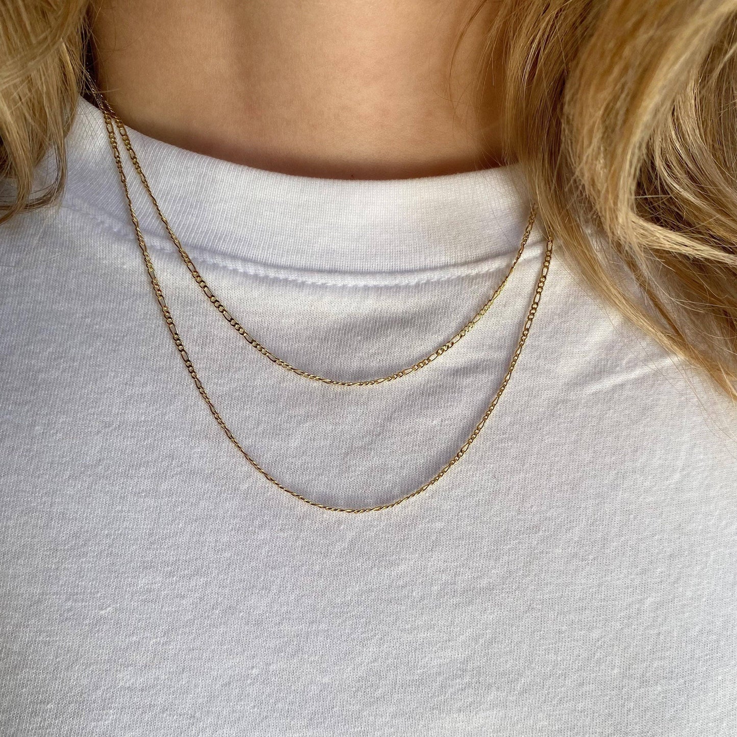 18k Gold Filled Thin Figaro Chain - HERS