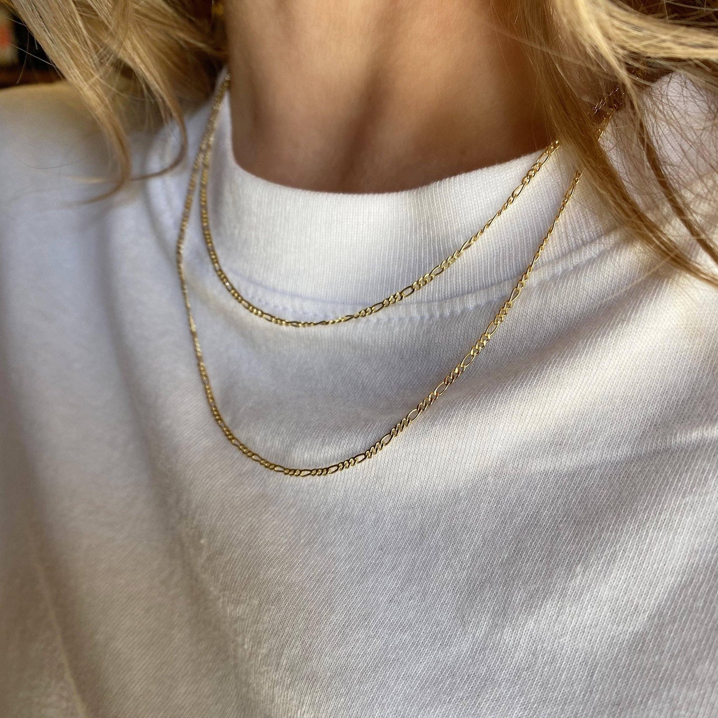 18k Gold Filled Thin Figaro Chain - HERS