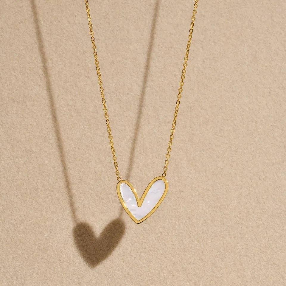 Abigail Mother Of Pearl Heart Necklace - HERS