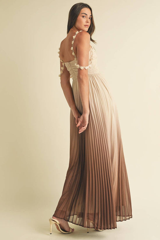 Ombre Pleated Maxi Dress