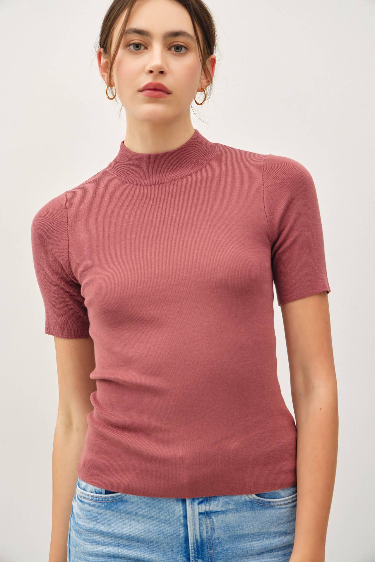 Ribbed Mock Neck Sweater