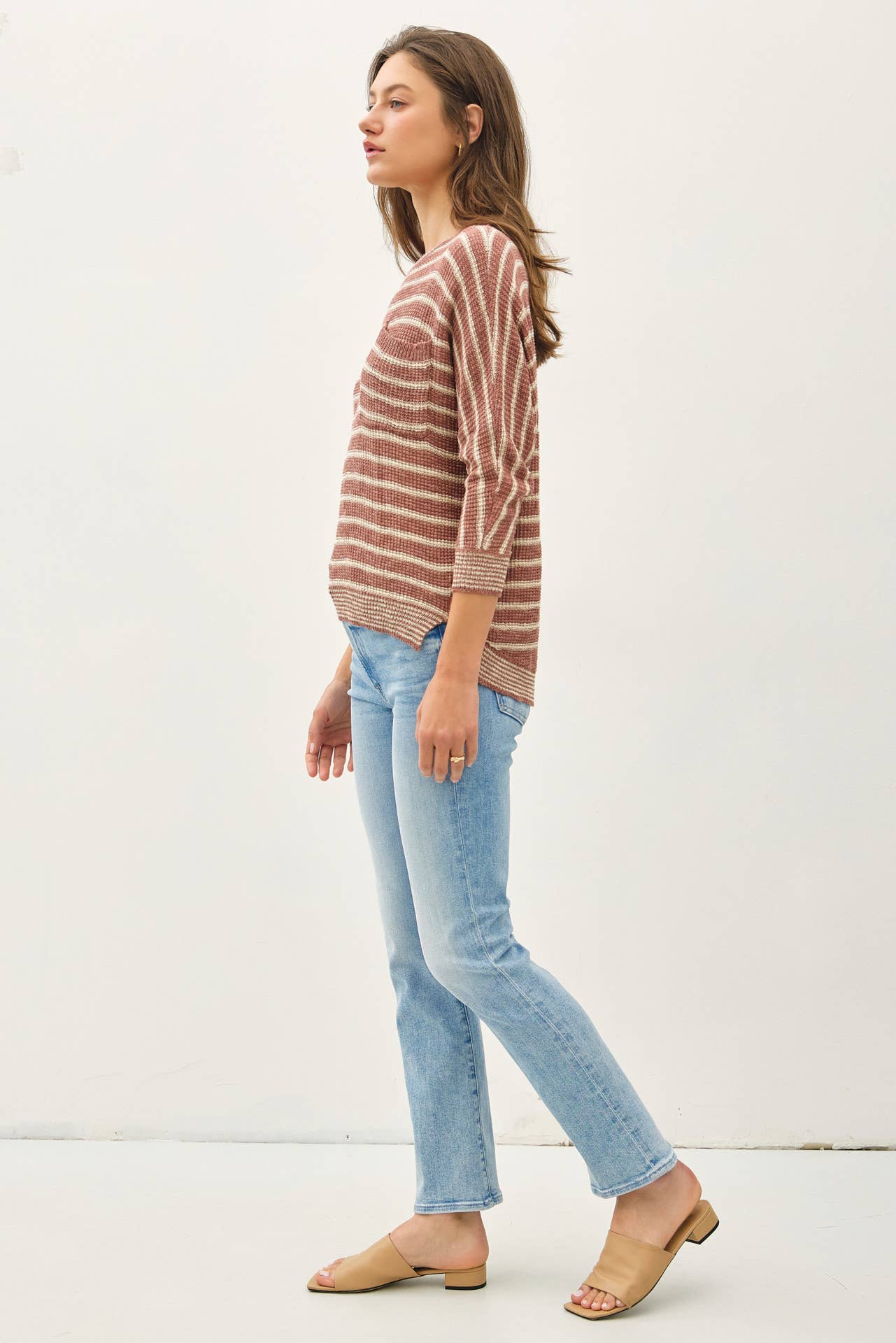 Striped Dolman Sleeve Sweater