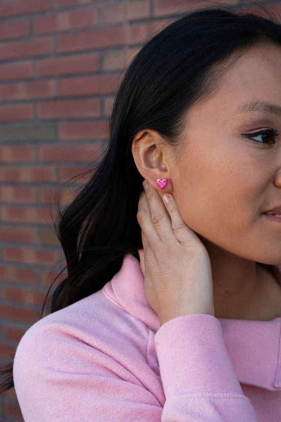 Heart Studs - Hot Pink // Valentine's Earrings