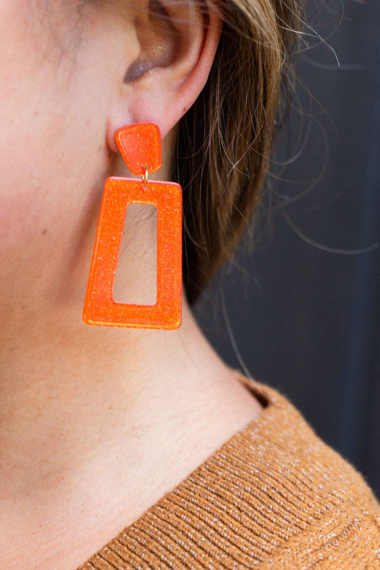 Avery Earrings Game Day - Orange Glitter