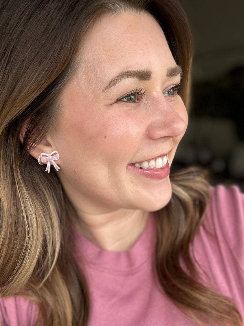 Bow Studs - Pink // Earrings, Gifts, Jewelry