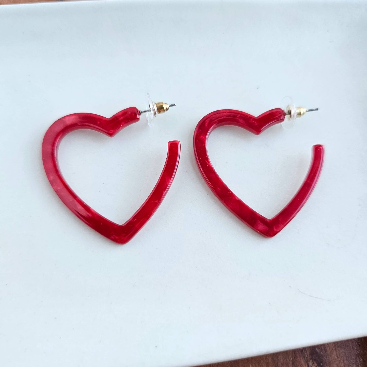 Heart Hoops- Red // Valentine's Earrings