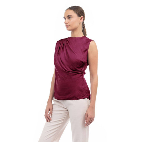 Elegant Shirred Satin Tank