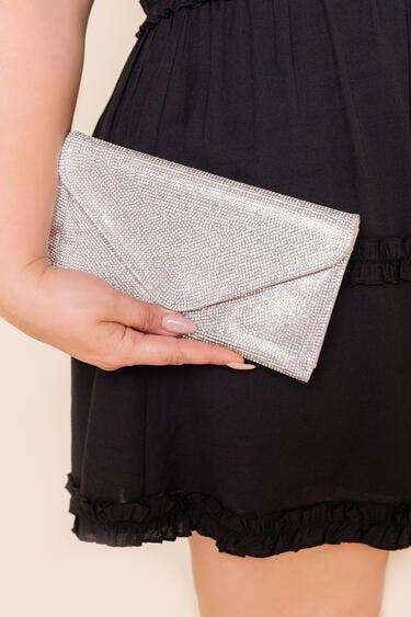 Rhinestone Embellished Envelope Clutch