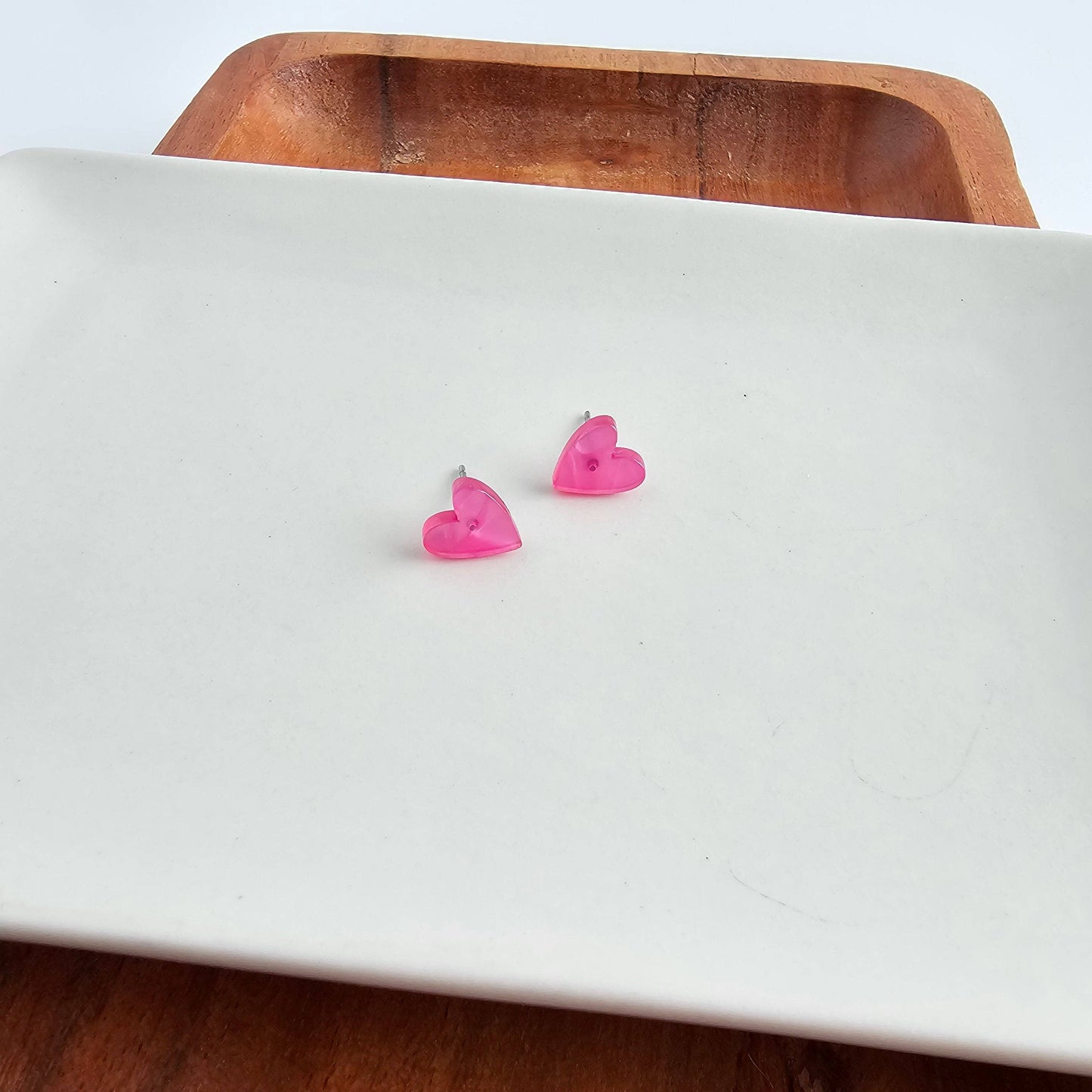 Heart Studs - Hot Pink // Valentine's Earrings