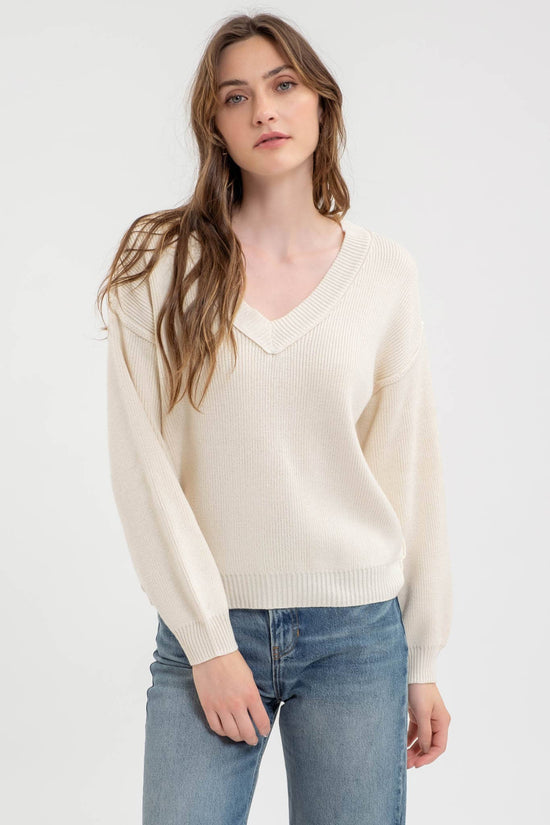 Exposed Seam V Sweater