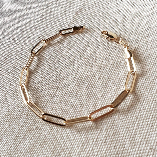 18k Gold Filled Classic Paperclip Bracelet w/ extender - HERS