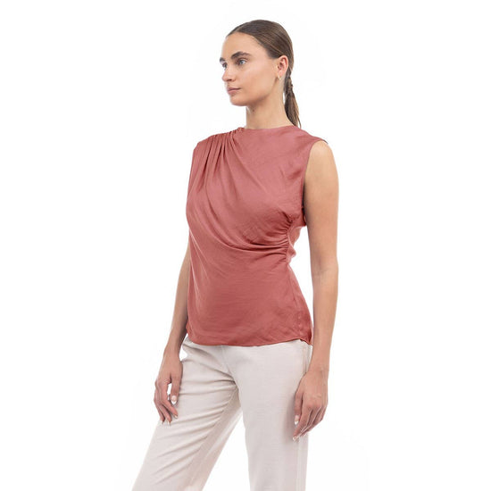 Elegant Shirred Satin Tank