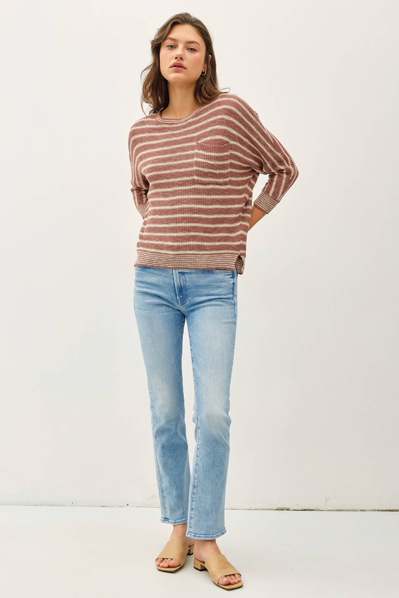 Striped Dolman Sleeve Sweater