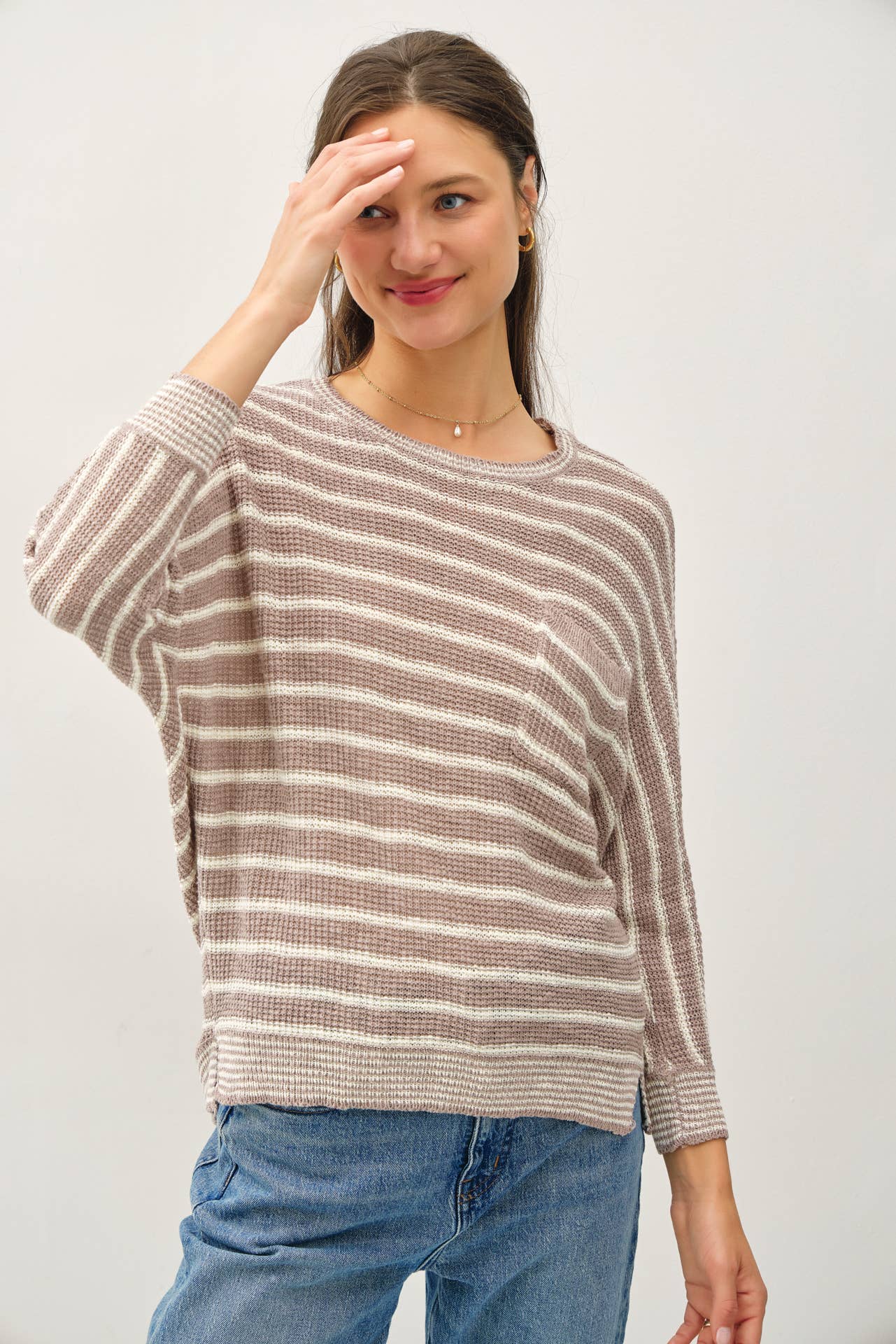 Striped Dolman Sleeve Sweater