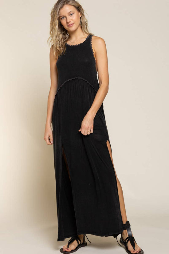 Sleek Racerback Knit Maxi Dress