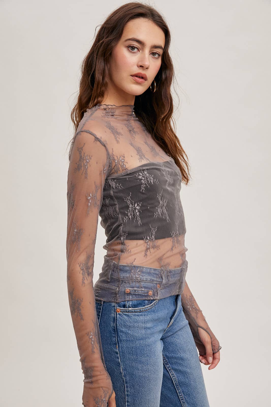 Floral Embroidery Lace  Layering Top