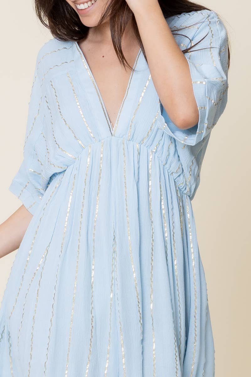 Sparkling Striped Kimono Mini Dress