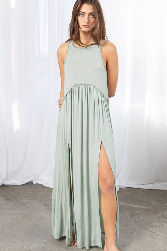 Sleek Racerback Knit Maxi Dress