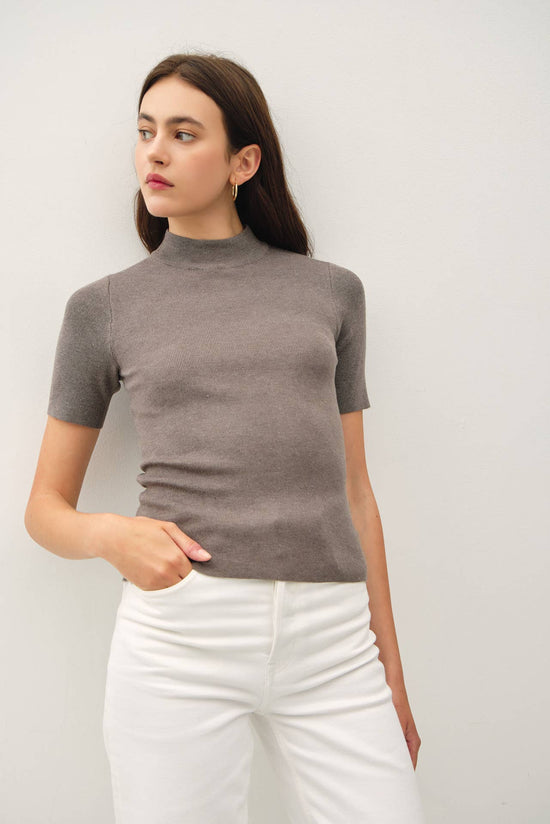 Ribbed Mock Neck Sweater