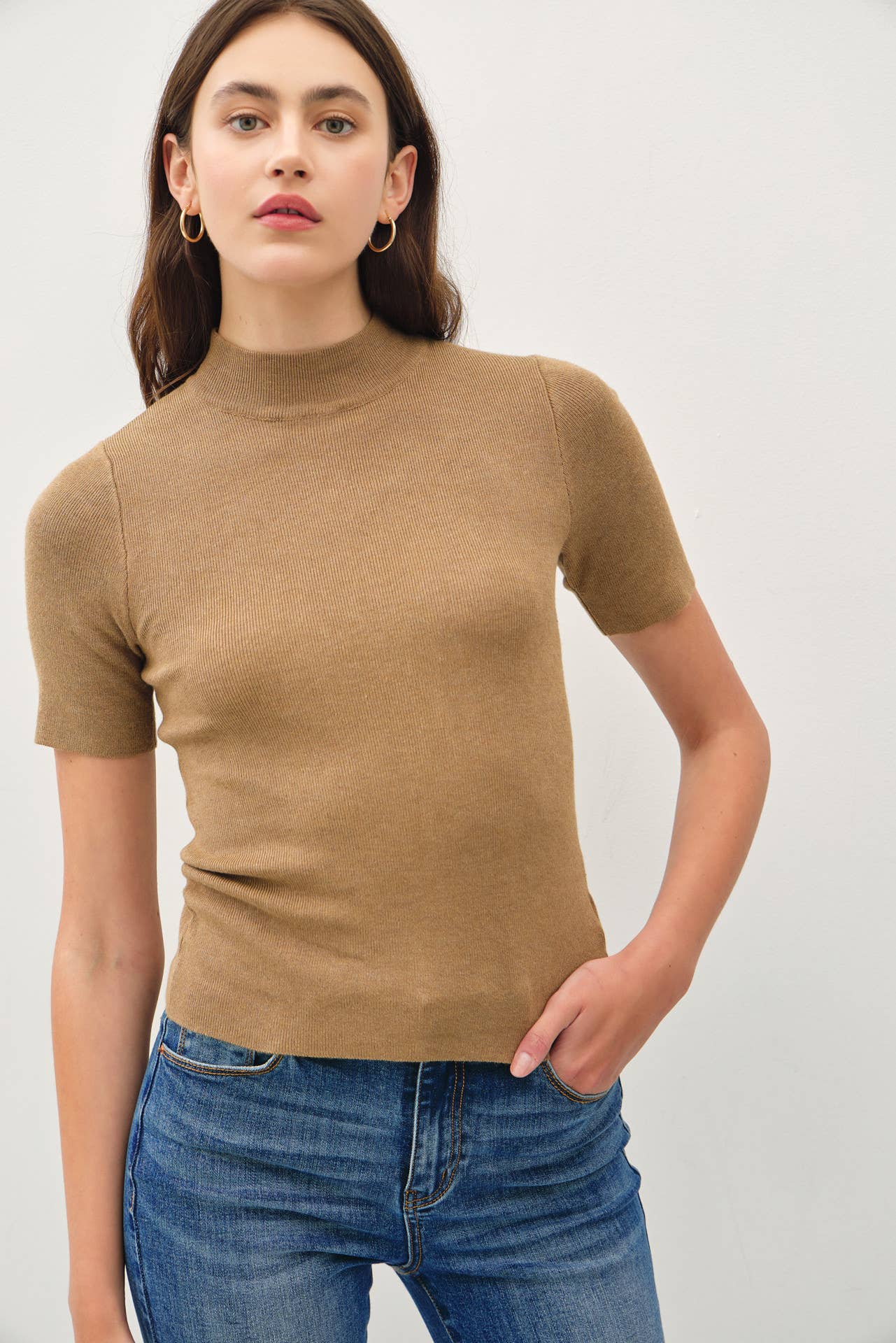 Ribbed Mock Neck Sweater