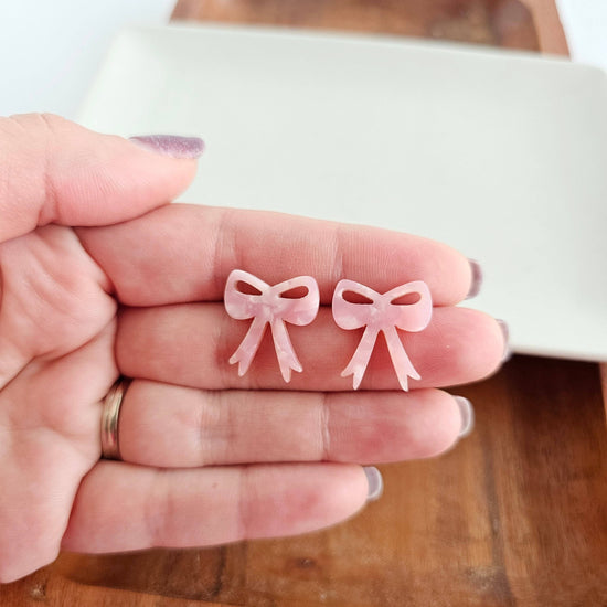 Bow Studs - Pink // Earrings, Gifts, Jewelry