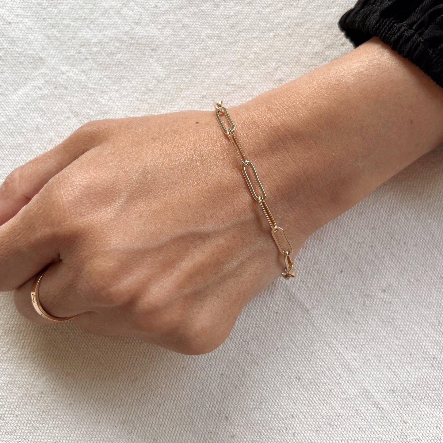 18k Gold Filled Classic Paperclip Bracelet w/ extender - HERS