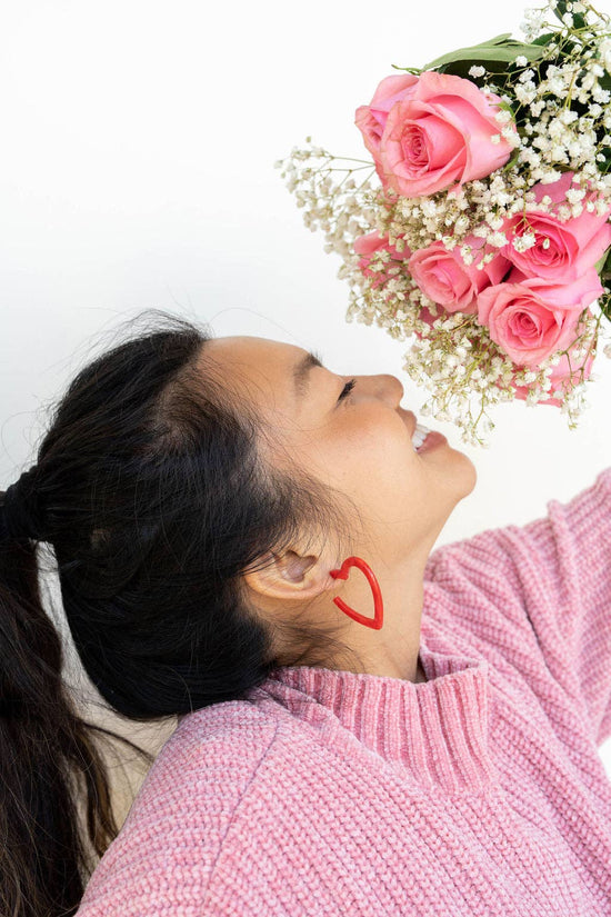 Heart Hoops- Red // Valentine's Earrings