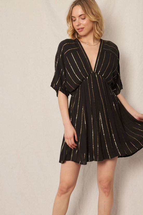 Sparkling Striped Kimono Mini Dress